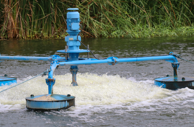 Aeration equipment at a wastewater treatment facility